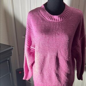 American Eagle Outfitters Vibrant Pink Crew Neck Sweater